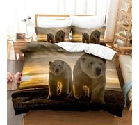 Rodths Super King Size Duvet Cover Sets 3 pcs, Polar Bears Bedding, Easy Care Soft Brushed Microfibre Quilt Covers with Zipper Closure, 2 Pillowcases