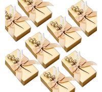 Rodvanvo 20PCS Champagne Gold Gift Box Bow Tree Fruit Decorative Candy Box Birthday, Wedding Party Supplies Square Gift Boxes For Candies (Champagne Gold Small)