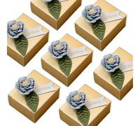 Rodvanvo 30PCS Champagne Gold Gift Box Flower Decorative Candy Box Birthday, Wedding Party Supplies Square Gift Boxes For Candies (Champagne Gold (Flower))