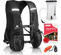 RODYVAN Running Vest | Adjustable Reflective Vest for Men & Women with Phone Holder and Storage | Bounce-Free Lightweight and Breathable | Perfect for Running Cycling Hiking (Black with 2L Bladder)