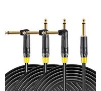 Rodyweil Right Angle Guitar Cable 3 Pack 10ft, 1/4 inch TS Instrument Cable, Amp Cord, 21 AWG Guage 99.99% OFC for Fender Electric Guitar