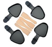RoDzj Raclette Pan, 4pcs Triangle Non-stick Coating Cast Iron Mini Plate, 18x9CM, Black, Includes 4 Wooden Spatulas