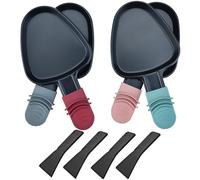 RoDzj Raclette Replacement Pans, 4 Pieces Mini Raclette Grill Pans Non-Stick Cheese Melt Pans with 4 Raclette Spatulas for Universal Electric Grill Cooking Cheese and Eggs (Triangle)