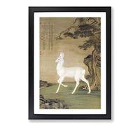 Roe Deer by Lang Shining Framed Print | A2 Black Framed Wall Art | Ready to Hang | Modern Animal Picture | Living Room Bedroom Lounge Office