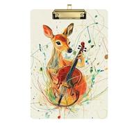 Roe Deer Music Play Guitar A4 Office Supplies clipboard Hard Board for Homework Pediatric Gold 9 x 12 in