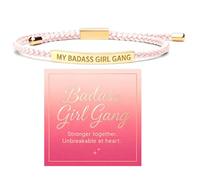 Roe Dolph Badass Squad Bracelet for Women, Adjustable Pull Chain with Inspirational Message, Empowering Cuff Bangle Gift for Her, L, Zinc, no gemstone