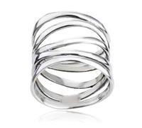Roe Dolph Chunky Silver Rings for Women Silver Plated Multilayer Wire Cross Ring Statement Wide Band Ring Silver Statement Thumb Index Finger Rings Cocktail Rings Birthday, Metal, No Gemstone