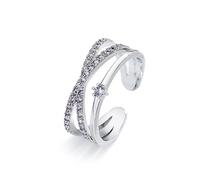 Roe Dolph Chunky Silver Rings Silver Rings for Women Moissanite Engagement Rings for Women Cubic Zircon Ring Adjustable Ring Wedding Gifts for Her, L, Metal, No Gemstone