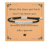 Roe Dolph Dont Let the Hard Days Win Bracelet Remember Who the F You Are Bracelet Inspirational Bracelets Encouragement Inspirational Gifts for Women Trendy, L, Stainless Steel, no gemstone