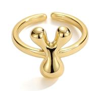 Roe Dolph Gold Bubble Letter Ring for Women A-Z Initial Open Band Monogram Alphabet Jewelry Personalized Gift for Daughter Mom Wife Sister Friend, Metal, No Gemstone