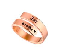 Roe Dolph Just Breathe Rings for Women Gifts Trendy Stuff Adjustable Rings for Women Stainless Steel Hope Rings Just Breathe Inspirational Rings Encouragement Rings Stocking Stuffers, Stainless Steel