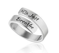 Roe Dolph Just Breathe Rings for Women Gifts Trendy Stuff Adjustable Rings for Women Stainless Steel Hope Rings Just Breathe Inspirational Rings Encouragement Rings Stocking Stuffers, Stainless Steel