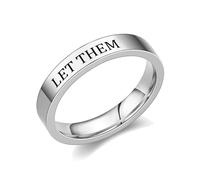 Roe Dolph Let Them Rings for Women Self Worth Motivational Ring Inspirational Ring Stainless Steel Band Ring Friendship Gift Jewelry, 4 UK, Stainless Steel, No Gemstone