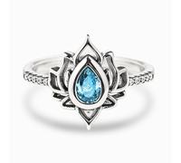 Roe Dolph Lotus Ring for Women Boho Lotus Flower Ring My Trauma Lotus Ring Silver Cubic Zircon Lotus Rings Non Tarnish Stackable Knuckle Rings Inspirational Rings for Birthday Jewelry Gifts, 8 UK