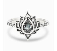 Roe Dolph Lotus Ring for Women Boho Lotus Flower Ring My Trauma Lotus Ring Silver Cubic Zircon Lotus Rings Non Tarnish Stackable Knuckle Rings Inspirational Rings for Birthday Jewelry Gifts, 8 UK