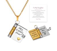 Roe Dolph My Little Star Book Necklace Daughter Book Necklace for Women Dainty Charm Necklaces Birthday Gifts for Women, Alloy, no gemstone