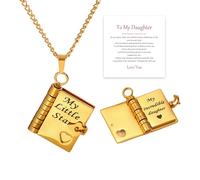 Roe Dolph My Little Star Book Necklace Daughter Book Necklace for Women Dainty Charm Necklaces Birthday Gifts for Women, Alloy, no gemstone