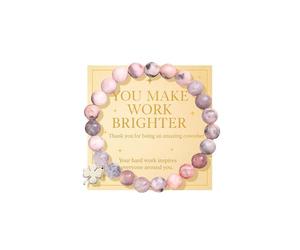 Roe Dolph Natural Stone Beaded Bracelet for Women, Ink Wash Heart & Clover Charm, Minimalist Coworker Thank You Gift, Office Friendship Jewelry, L, Stone, no gemstone