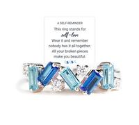 Roe Dolph Self Love Rings for Her Nobody Has It All Together Pink Cubic Zirconia Ring for Women Irregular Pink Crystal Self Love Ring All Your Broken Pieces Make You Beautiful Inspirational Jewelry