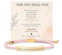 Roe Dolph This Too Shall Pass But F Hell Bracelet Dont Let The Hard Days Win Bracelet Inspirational Bracelets for Women with Message Card Encouragement Inspirational Gifts for Women, adjustable, Metal