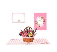 Roe Flower 3D Pop-Up Greeting Card for Birthday Mother' Day Wedding Party Anniverary with Envelope