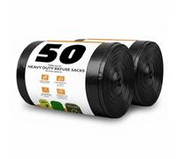 Roe Tenpo 100 Pack Heavy Duty Bin Bags - 70L, 30 Microns Bin Liners, Strong & Durable, Tear Resistant Refuse Sack, Black Bin Bags for Everyday Use, Household & Commercial Use