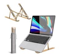 K-MART Adjustable Laptop Stand for Desk, 6-Angle Laptop Riser Portable Laptop Holder, Air-Ventilated Cooling Notebook Stand for Compatible with MacBook Air, Pro, Dell 10-15.6” (Gold)