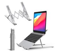 K-MART Adjustable Laptop Stand for Desk, 6-Angle Laptop Riser Portable Laptop Holder, Air-Ventilated Cooling Notebook Stand for Compatible with MacBook Air, Pro, Dell 10-15.6” (Silver Upgraded)
