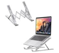 Roe Tenpo Adjustable Laptop Stand for Desk, 6-Angle Laptop Riser, Portable Tablet Stand, Foldable and Ventilated Cooling, Compatible with MacBook Pro, Hp, Asus, Lenovo 10-15.6" (Silver Upgraded)
