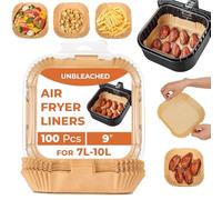 Roe Tenpo Air Fryer Liners, 100Pcs Disposable Baking Parchment Paper, Non-Stick and Greaseproof, Air Fryer Accessories for Ninja, COSORI, Tefal Easy Fry Mega 7.5 L, Russell Hobbs XXL 8L Air Fryer