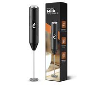 Roe Tenpo Handheld Milk Frother with Stainless Steel Whisk - Ergonomic, Compact, Easy to Clean, Portable Battery-Operated Coffee Frother for Cappuccino, Frappe, Matcha, Hot Chocolate (Black)