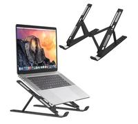 Roe Tenpo Laptop Stand For Desk, 6 Levels Height Adjustable Laptop Riser For Desk, Foldable & Portable, Compatible with MacBook Air/Pro, HP, ASUS, Dell, Most 10-15.6” Laptops/Tablets (Black)