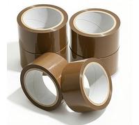 Roe Tenpo Packaging Tape, 6 Rolls Brown Parcel Packing Tape with Low Noise - 48mm X 66m, Secure and Sticky Seal for Boxes, Packing, Shipping, Moving, eCommerce (Brown, 6 rolls)