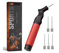 K-MART Portable Sports Ball Pump with 5 Needles - Dual Action Push-Pull System for Quick Inflation of Basketballs, Soccer Balls, Volleyballs, Footballs & Exercise Balls - Lightweight Pump (Red)