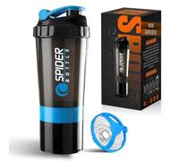 Roe Tenpo Protein Shaker Bottle 500ml with Extra Compartment | BPA-Free Protein Bottle Shaker for Protein Shakes | Leak Proof & Dishwasher Safe | Protein Shake Gym Bottles for Men & Women (Blue)