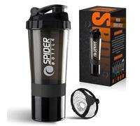 Roe Tenpo Protein Shaker Bottle 500ml with Extra Compartment | BPA-Free Protein Bottle Shaker for Protein Shakes | Leak Proof & Dishwasher Safe | Protein Shake Gym Bottles for Men & Women (Black)