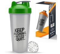 Roe Tenpo Protein Shaker Bottle 600ml, Leak-Proof & BPA-Free, Dishwasher Safe with Wire Mixing Ball and Wide Mouth, Ideal for Protein Shakes, Smoothies, Pre-Workout and Daily Hydration
