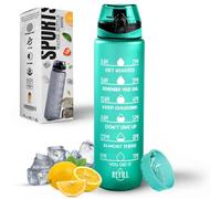 Roe Tenpo Water Bottle 1L, Sports Water Bottle with Time Markings, BPA-Free, Leak-Proof Drinks Bottle, Perfect for Running, Cycling, Gym, Yoga, Camping and Outdoor Activities, Green