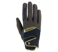 Roeckl Riding Gloves MILLERO – Summer Equestrian Glove, Dark Mocha/Black Size 8.5