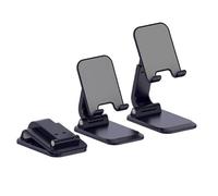 ROEDAX Desktop foldable mobile phone holder, multifunctional easy to carry, hands-free adjustable time holder, compatible with all mobile phones and tablets (Metallic - black)