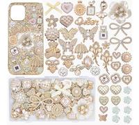 RoedCuoo Junk Case Charms,Big Junk Charms Bulk,Bling Flat Back Charm for Junk Socks,3D Flower Butterfly Charm for Phone Case,Junk Phone Case Kit,Customizing DIY Craft Accessories