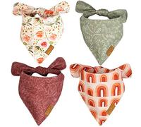 ROEJUYY Remy+Roo Dog Bandanas - 4 Pack | Premium Durable Fabric | Unique Shape | Adjustable Fit | Multiple Sizes Offered | Rubi Set (Large)