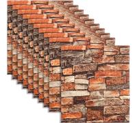 Roellgs 10Pcs 35X38cm 3D Brick Wallpaper, Faux Foam Brick Wall Panels Peel and Stick, Waterproof for Bedroom, Living Room, and Kitchen Decor (Cultured Brick Red)