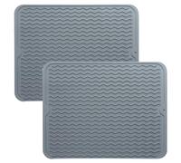 Roellgs 2 Pack 30×40cm Dish Drying Mats, Silicone Drainboard Mats, Kitchen Heat Resistant Drainage Mats for Cutlery and Plates Kitchen Countertop Sink Drip Tray