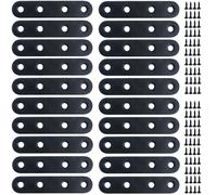 Roellgs 20 Sets76mm/3inch Stainless Steel Flat Straight Brace Brackets Mending Joining Plates Repair Fixing Bracket Connector and 80pcs Self Tapping Screws Set