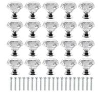 Roellgs 20pcs 30mm Transparent Crystal Glass Diamond Door Handle with Screws, high-end Light Luxury Handle for Wardrobe Cabinet Drawer Handle Single Hole Handle for Home Decoration1