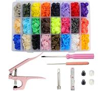 Roellgs 360 Sets T5 Snap Plastic Buttons with Snap Pliers Set for Sewing Clothes, Bibs, Raincoats, DIY Crafting Tools (Pink Pliers)