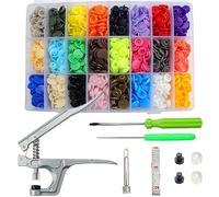 Roellgs 360 Sets T5 Snap Plastic Buttons with Snap Pliers Set for Sewing Clothes, Bibs, Raincoats, DIY Crafting Tools (Silver Pliers)