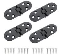 Roellgs 4 Pieces Folding Flap Hinges, Folding Table Butler Tray Flap Hinges, Stainless Steel with Screws for Cabinet Furniture (Black)