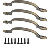 Roellgs 4pcs Door Handles， D Handle， Gate Handle for Wooden Gates，Suitable for Bathroom Barns Shed Pull Handle Cabinet (Retro Colour)